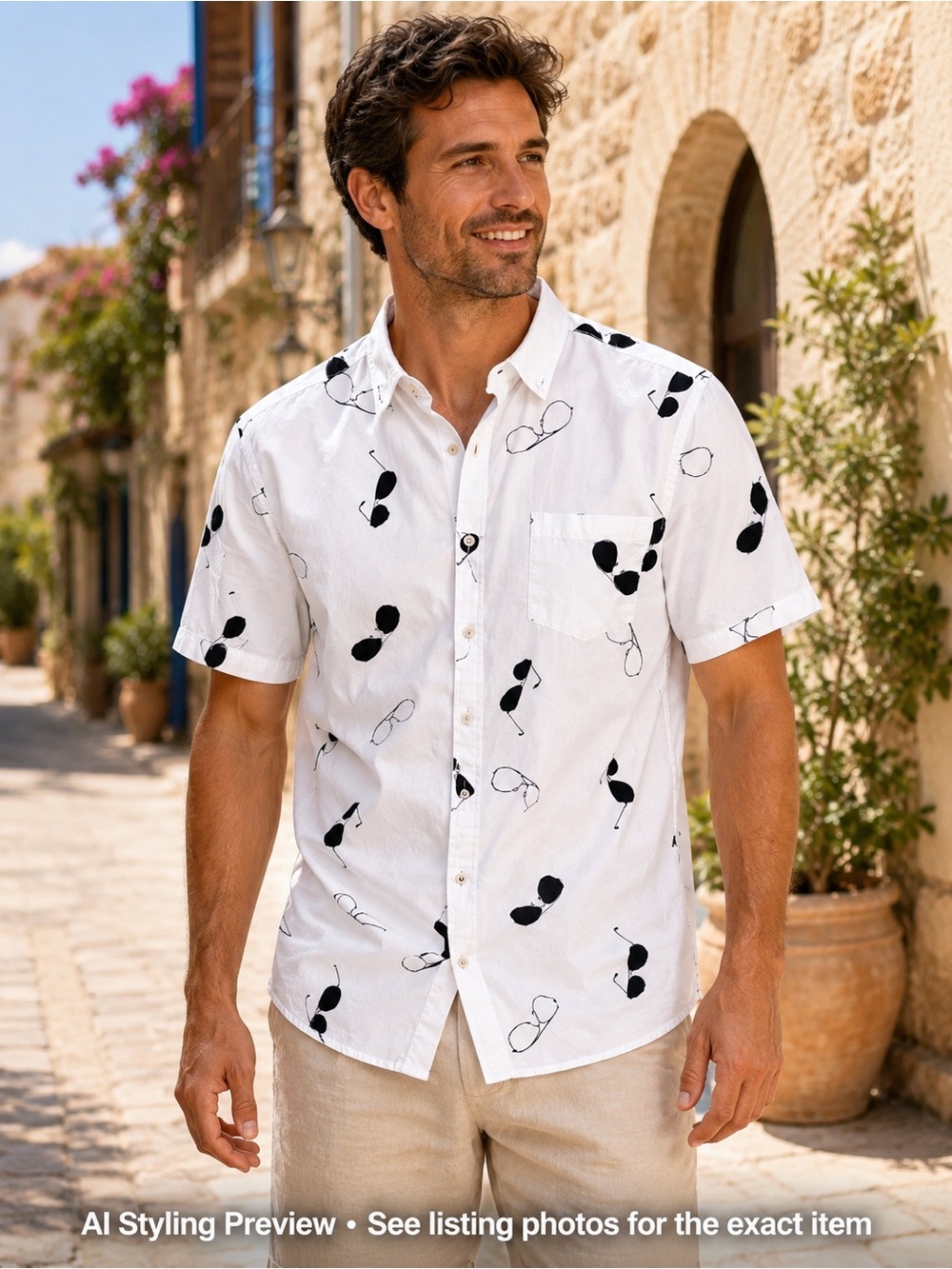 Kahuna Bay Cotton Sunglasses Print Resort Camp Shirt Men’s Large